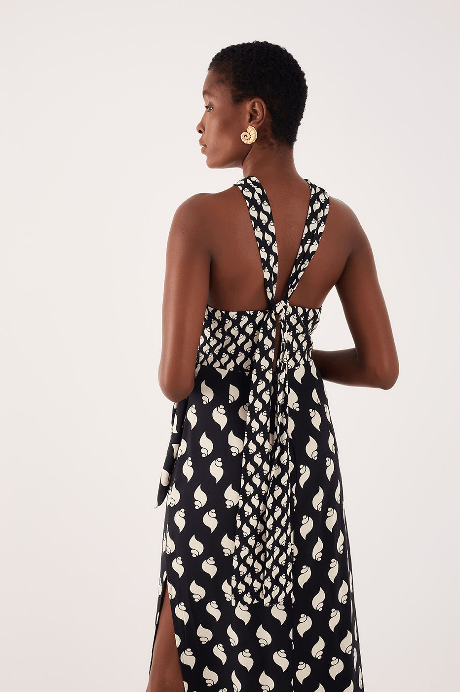 Cropped Crepe Liroranea Print Dress