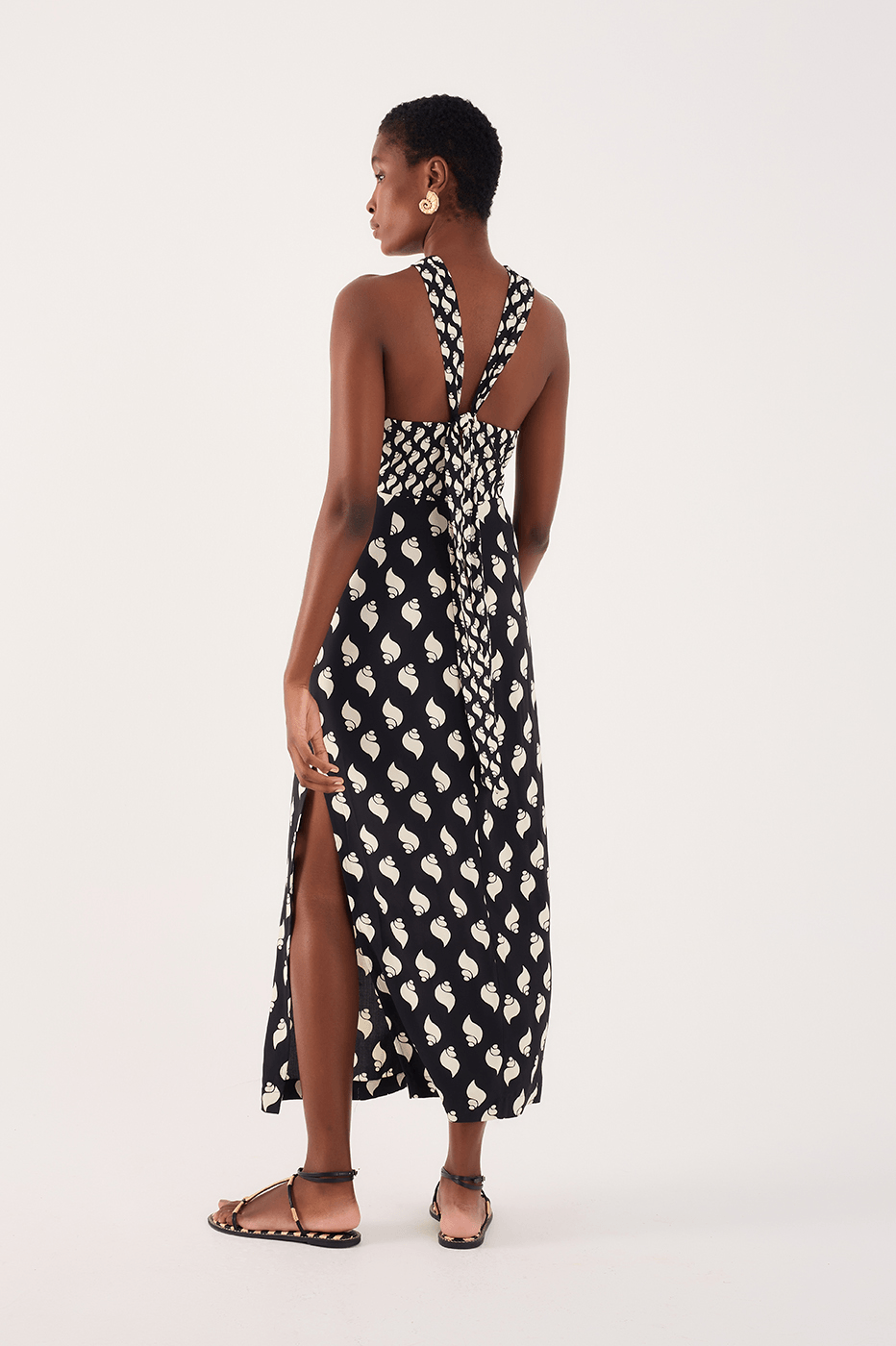Cropped Crepe Liroranea Print Dress