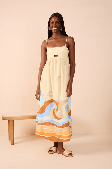 Midi Linen Sossego Print Dress