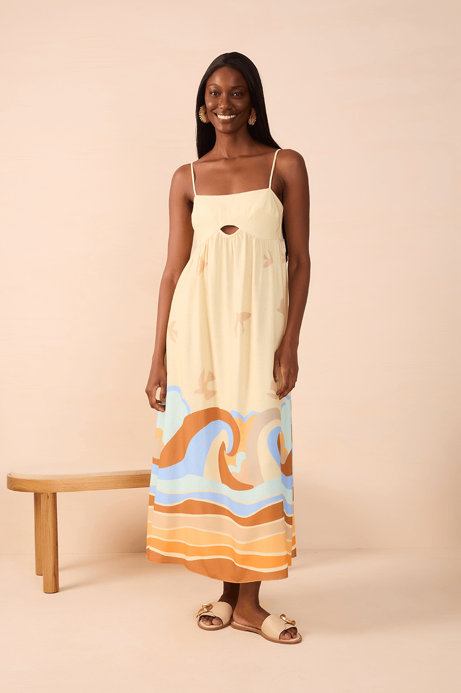 Midi Linen Sossego Print Dress