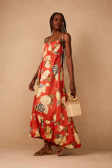 Cropped Sea Shell Print Dress