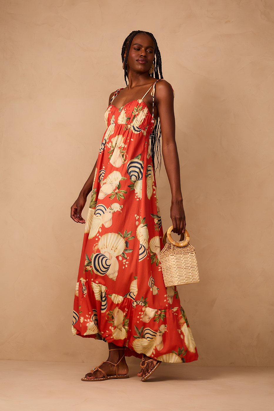 Cropped Sea Shell Print Dress