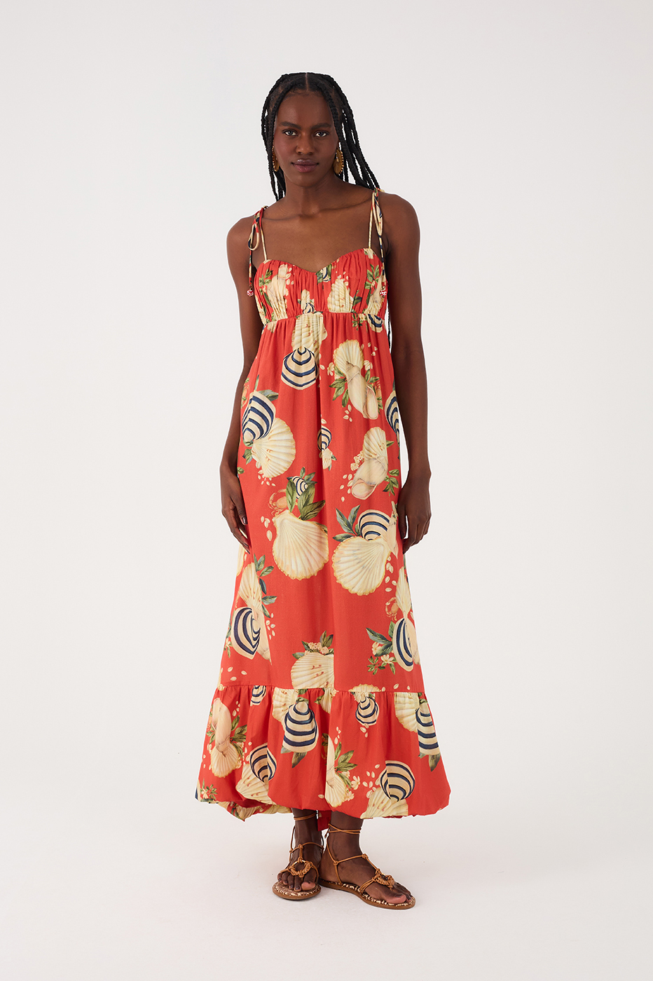 Cropped Sea Shell Print Dress
