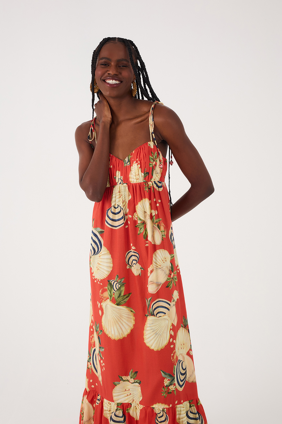 Cropped Sea Shell Print Dress
