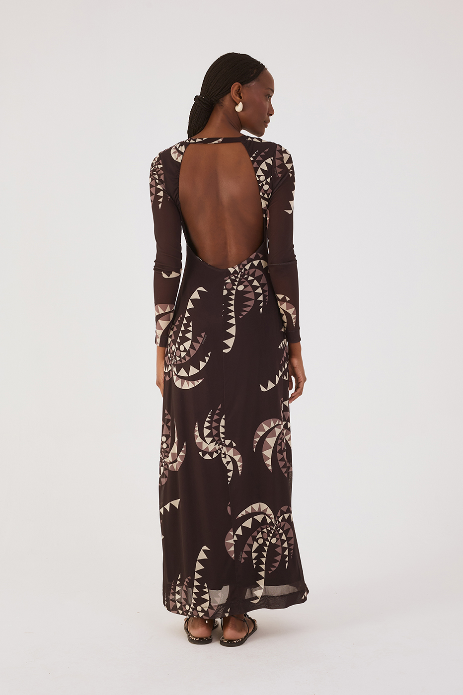 Brown Coqueiral Tulle Maxi Dress