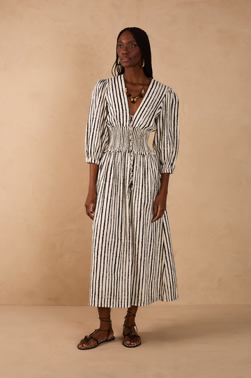Bicolor Icarai V Neck  Midi Dress