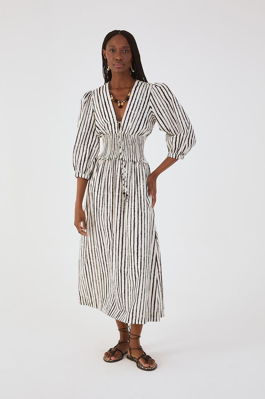 Bicolor Icarai V Neck  Midi Dress