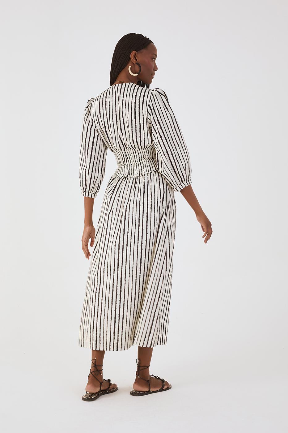 Bicolor Icarai V Neck  Midi Dress