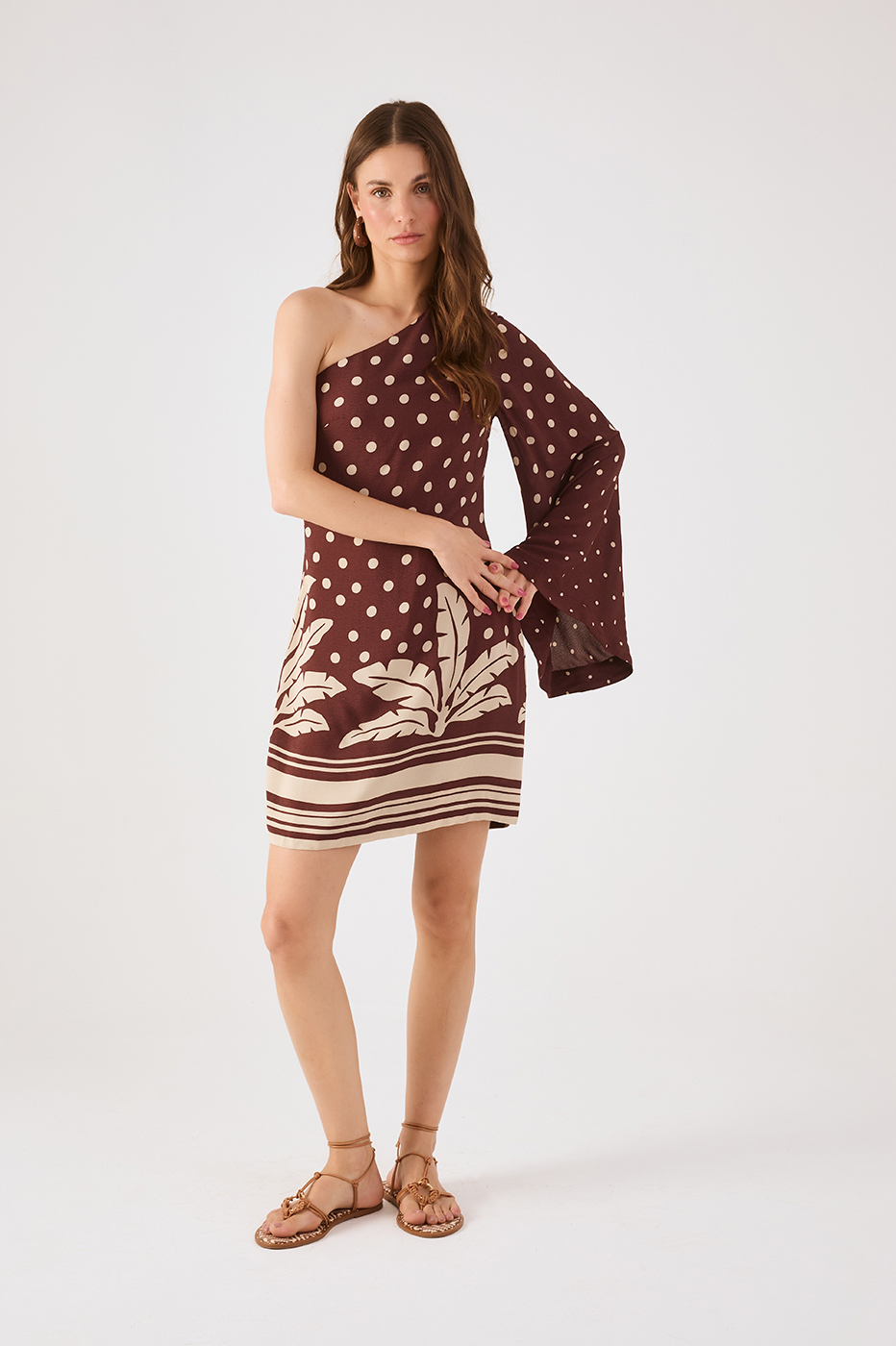 Brown Palma One-Shoulder Mini Dress