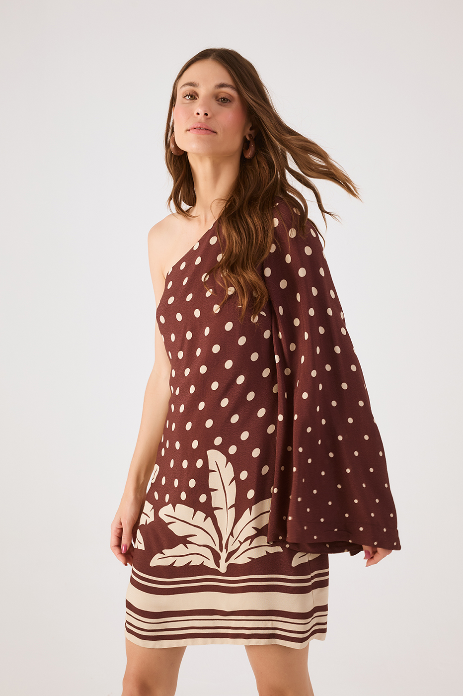 Brown Palma One-Shoulder Mini Dress