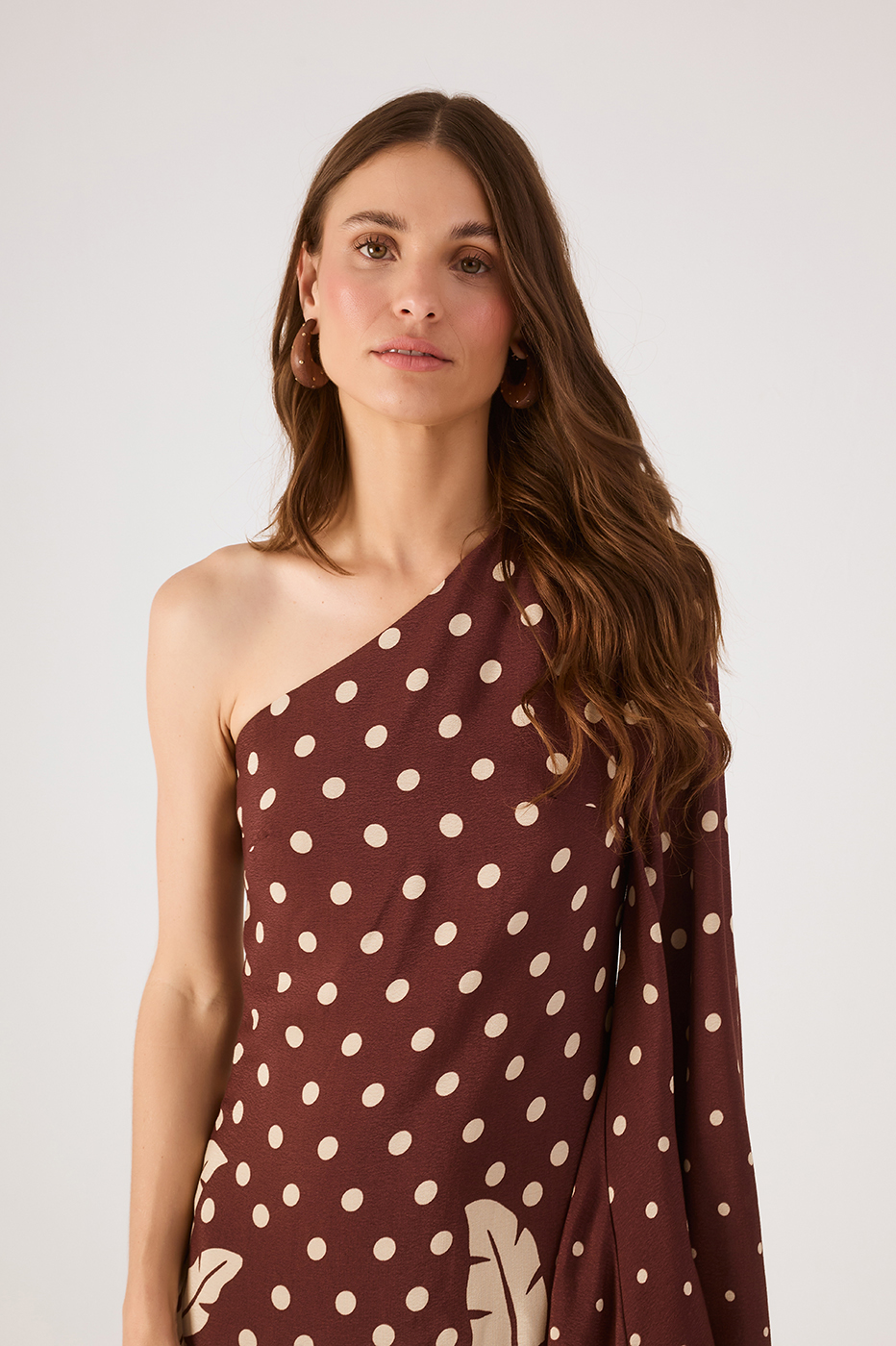 Brown Palma One-Shoulder Mini Dress