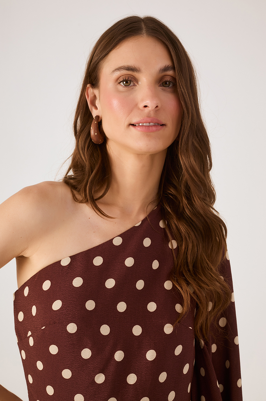 Brown Palma One-Shoulder Mini Dress