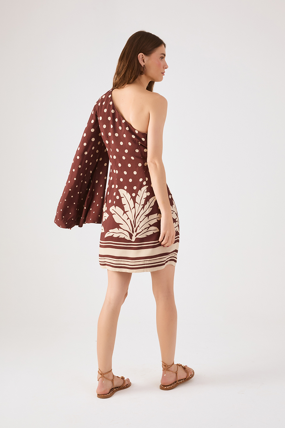 Brown Palma One-Shoulder Mini Dress