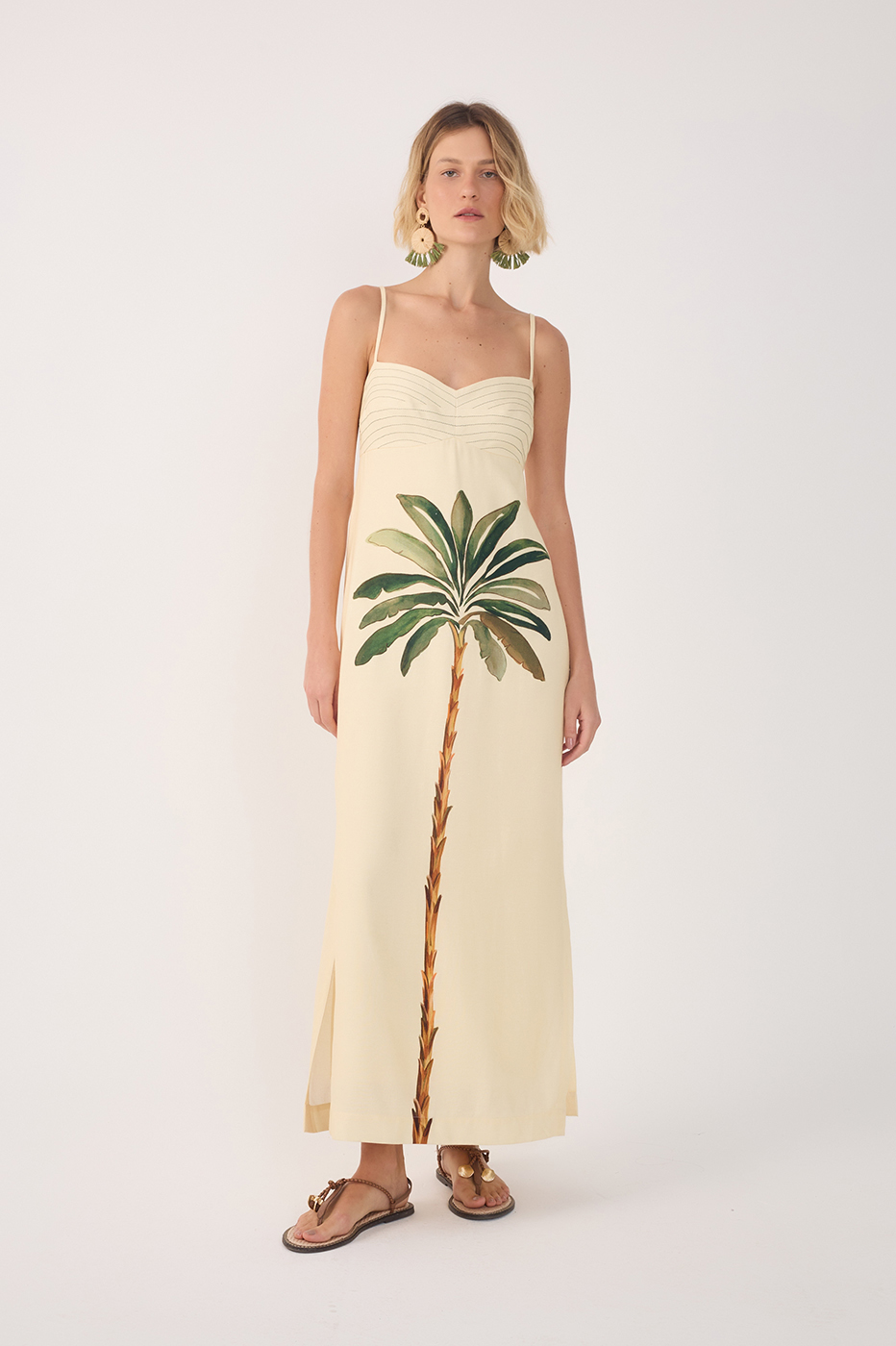 Off-White Tropicana Linen Maxi Dress