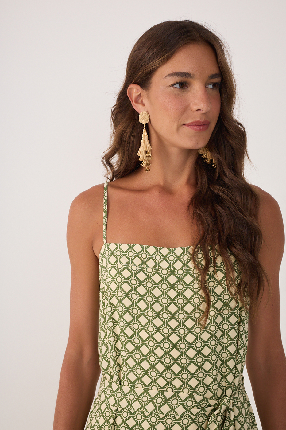 Green Amanhecer Tiered Belted Maxi Dress