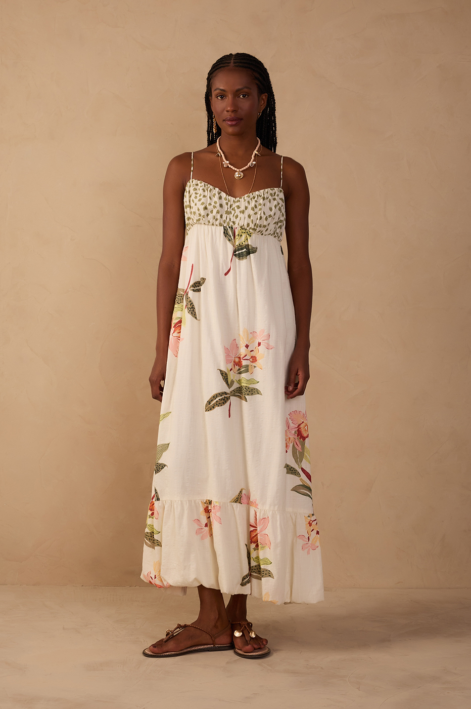 Off-White Verdejar Ruched Midi Dress