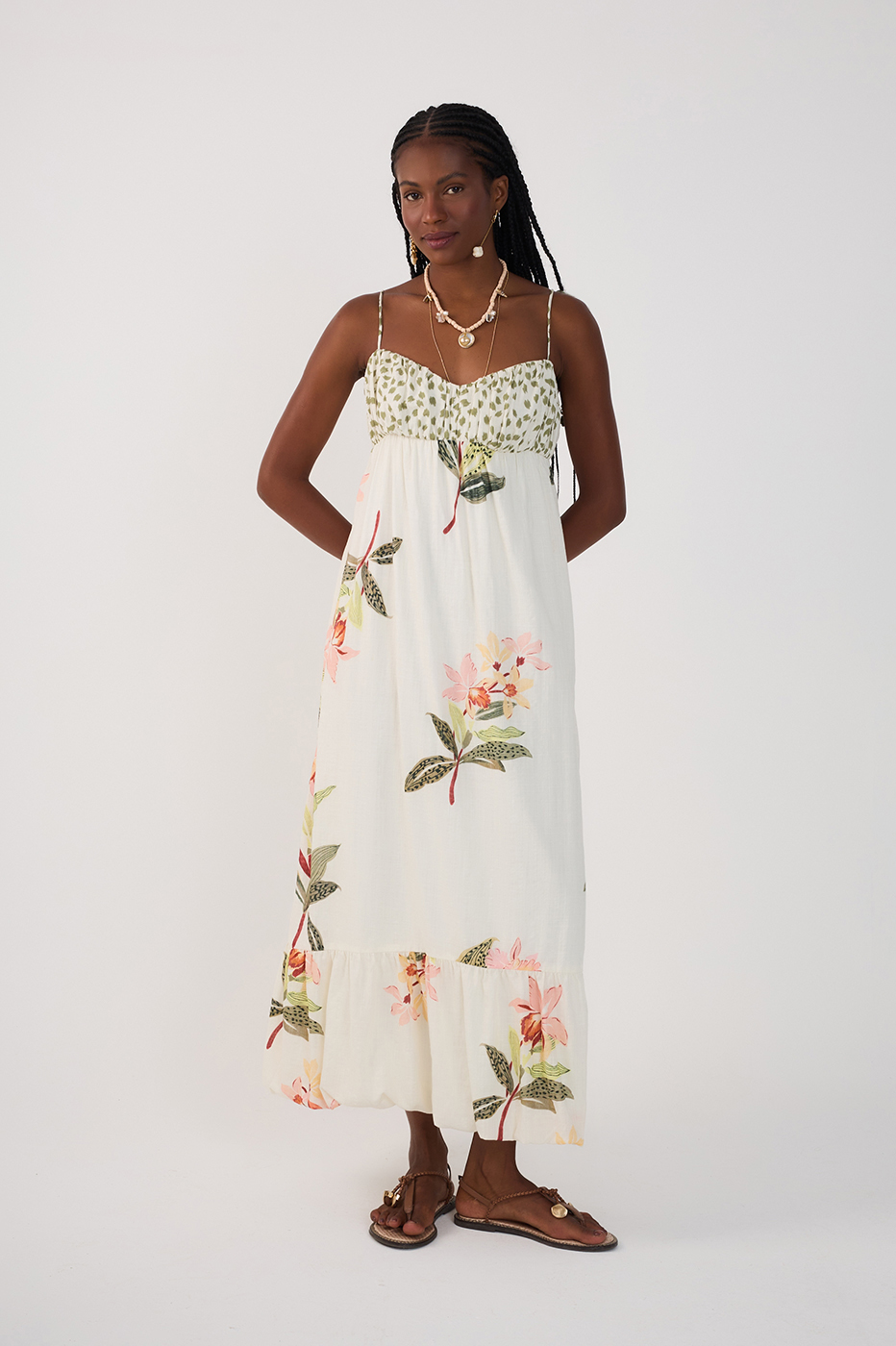 Off-White Verdejar Ruched Midi Dress