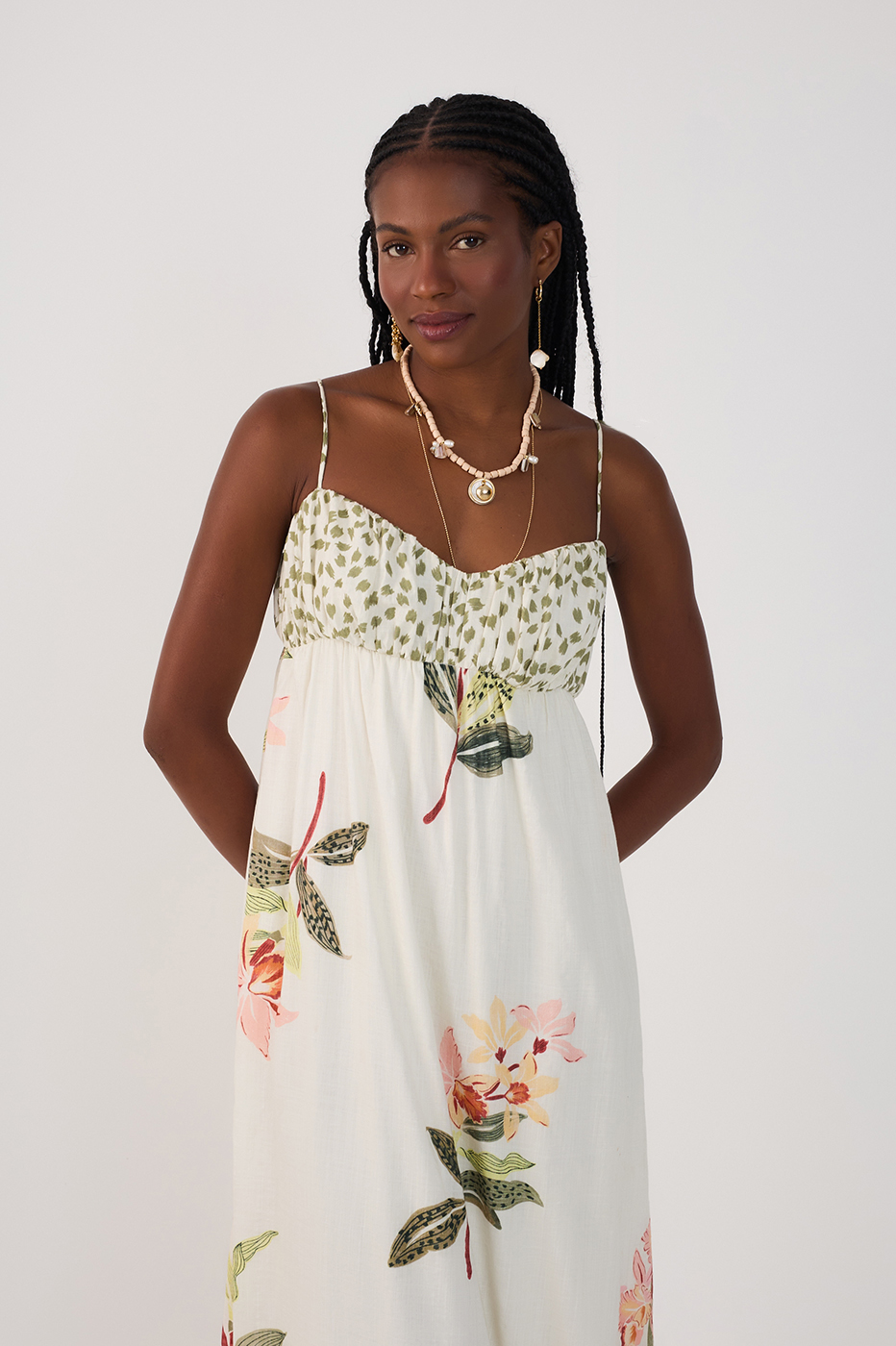 Off-White Verdejar Ruched Midi Dress