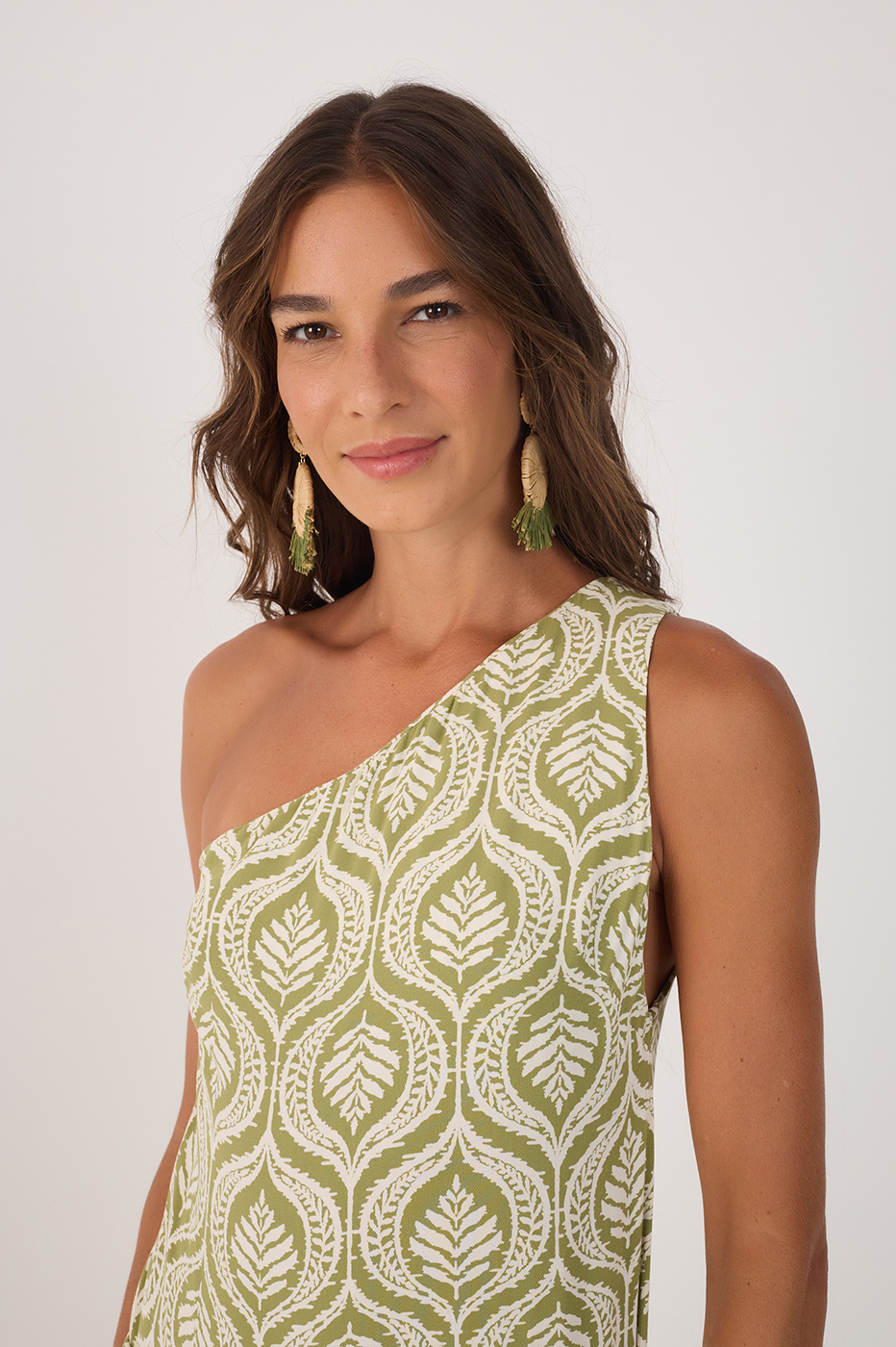 Green Jardim One-Shoulder Crepe Maxi Dress