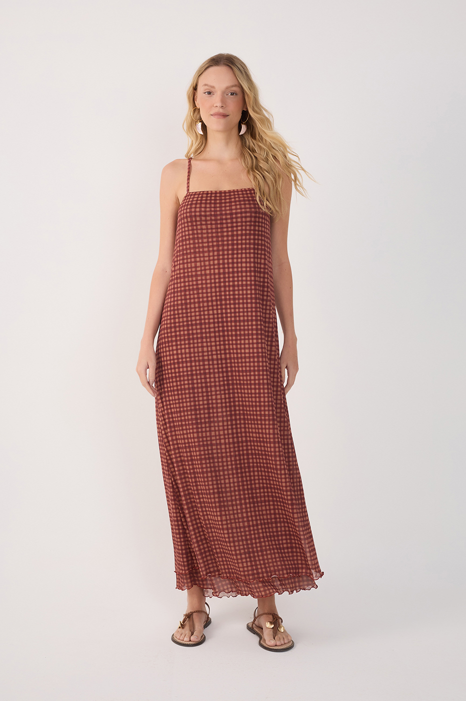 Tulle Vichy Print Dress