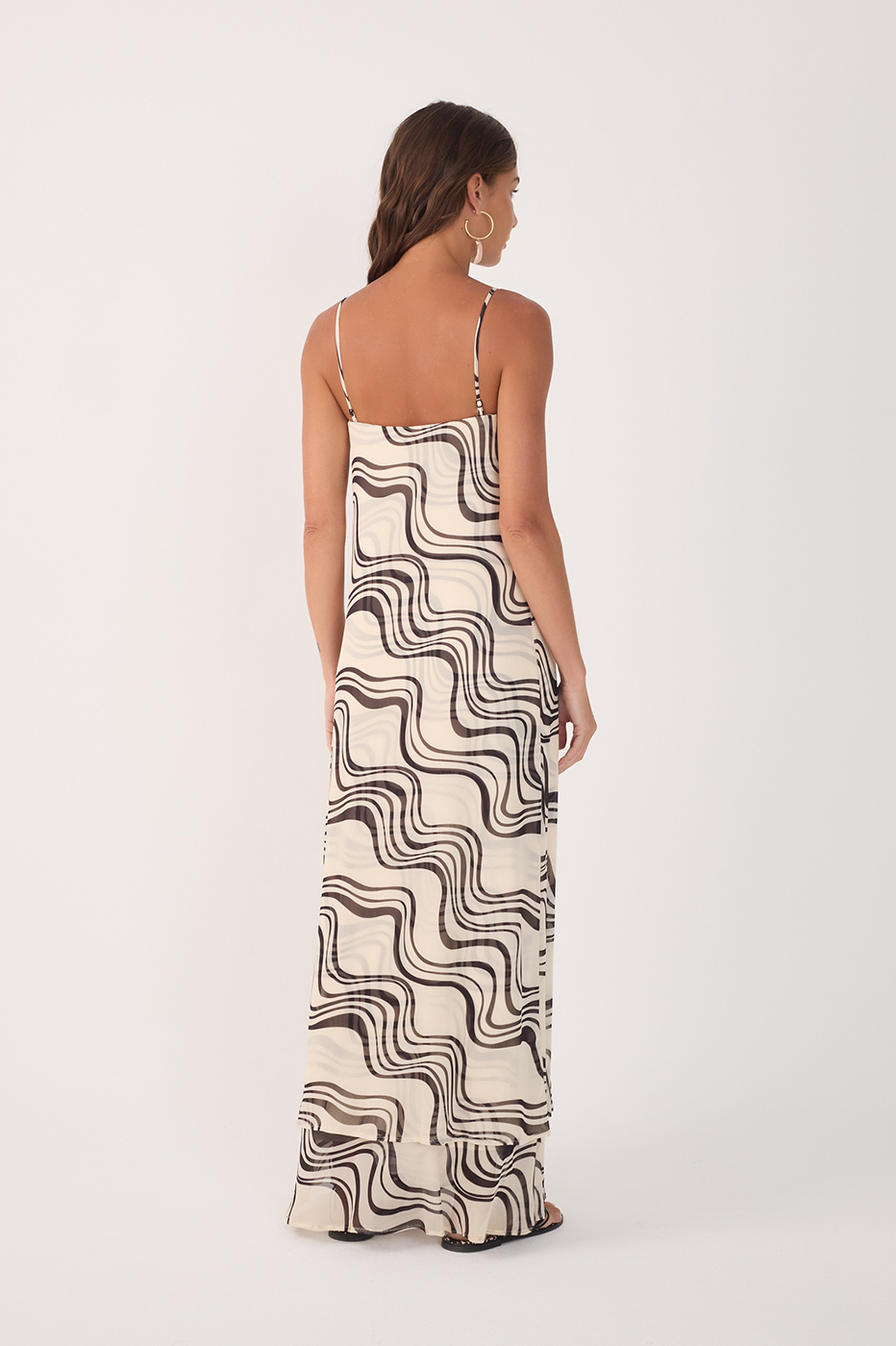 Off-White Fluir Thin Straps Tulle Maxi Dress