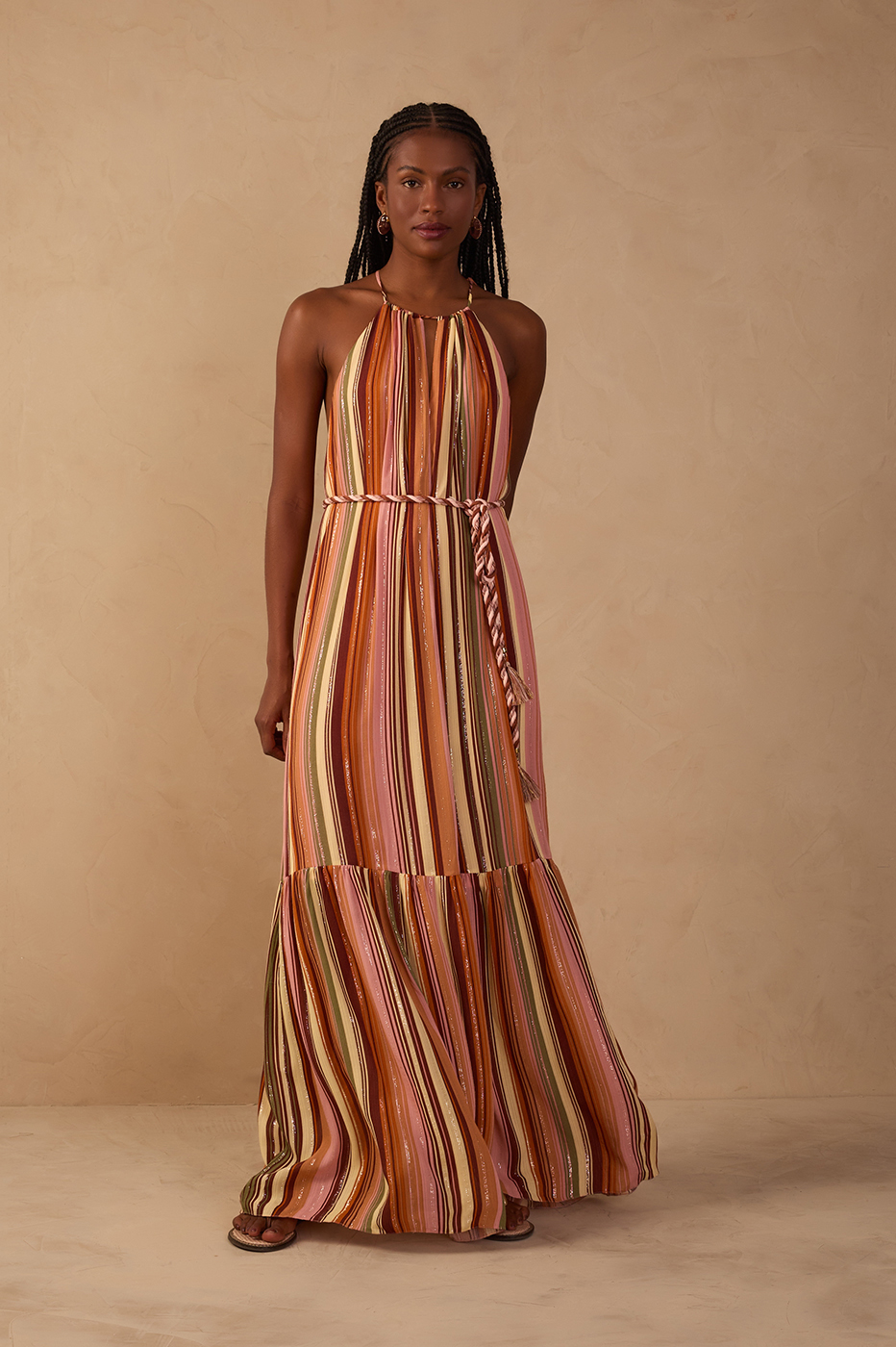 Multicolor Bosque Lurex Maxi Dress