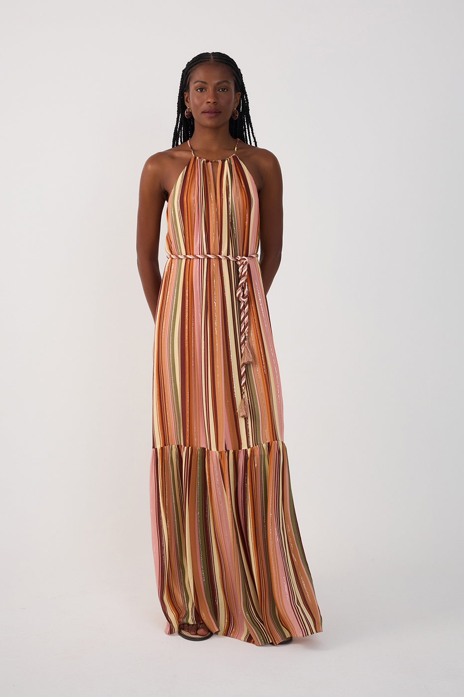 Multicolor Bosque Lurex Maxi Dress