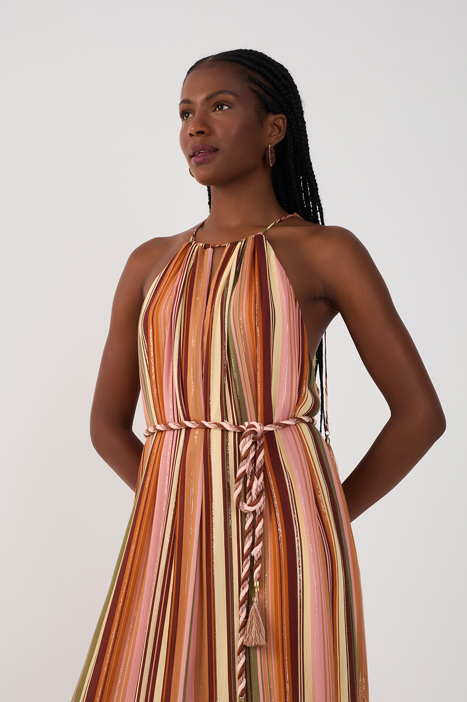 Multicolor Bosque Lurex Maxi Dress