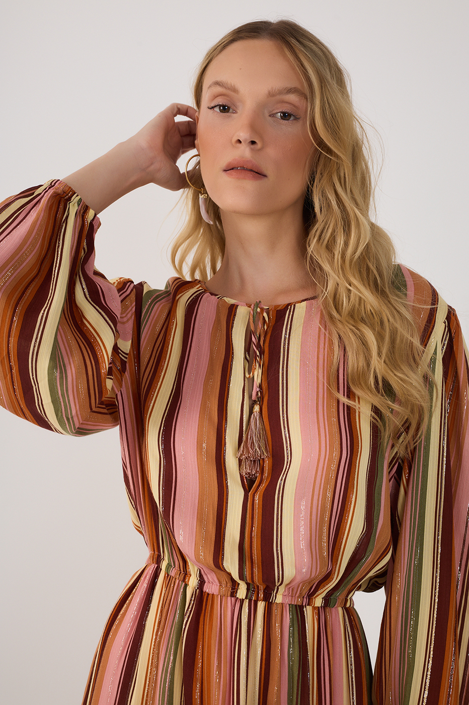Multicolor Bosque Lurex Ruffled Mini Dress