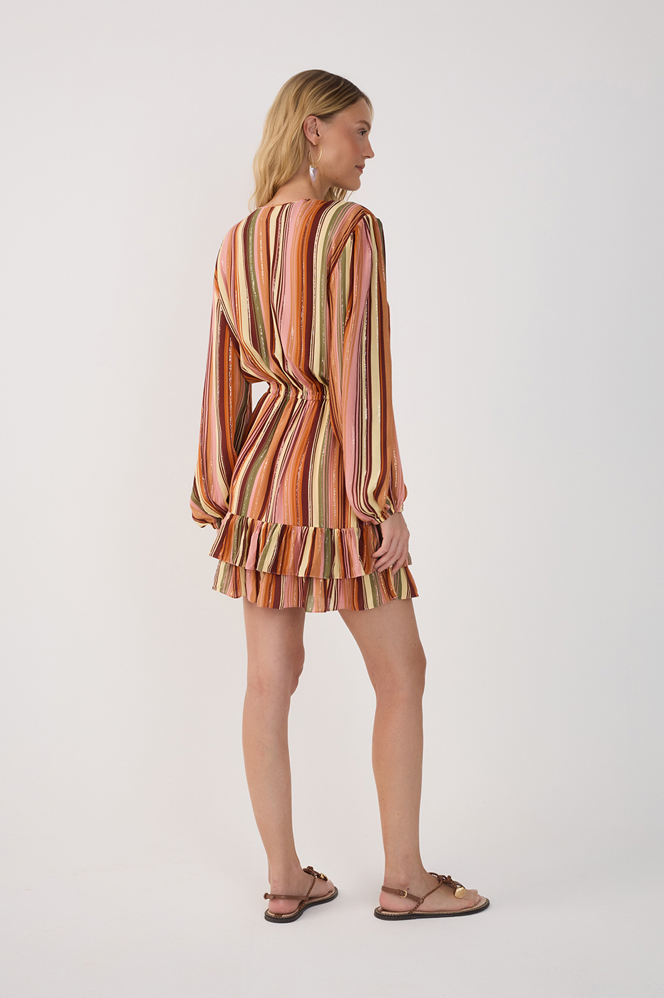 Multicolor Bosque Lurex Ruffled Mini Dress