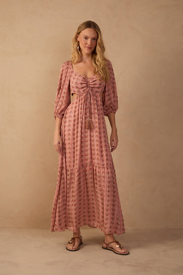 Pink Maresia Lurex Cut-Out Maxi Dress