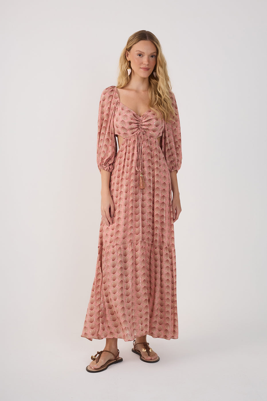 Pink Maresia Lurex Cut-Out Maxi Dress