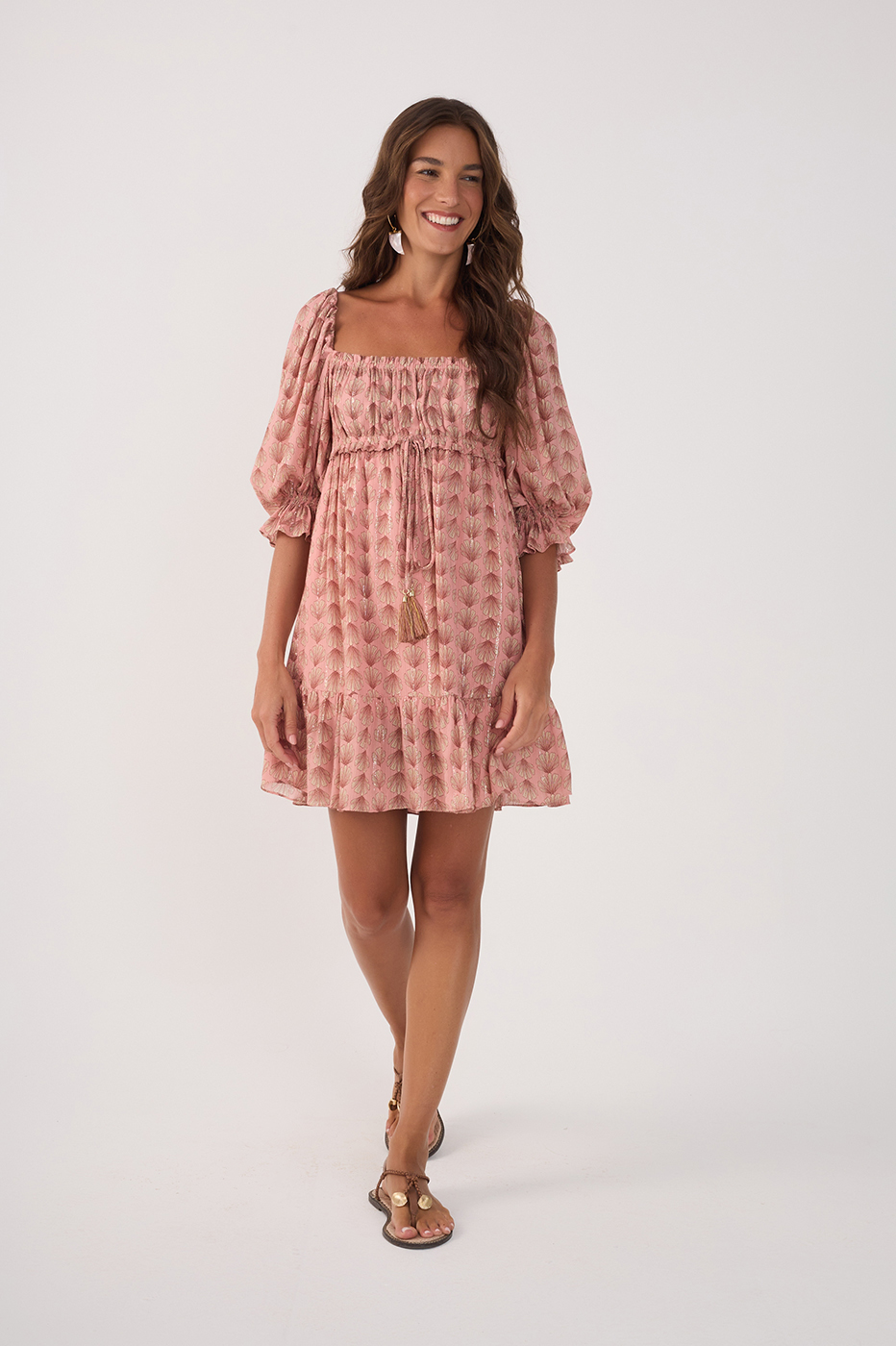 Pink Maresia Lurex Ruched Mini Dress
