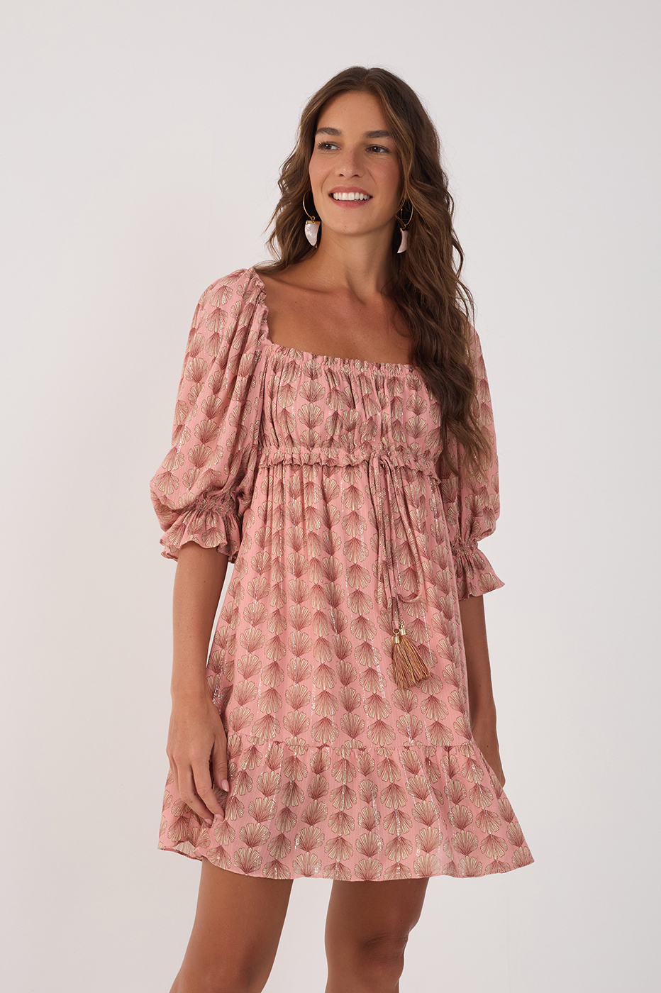 Pink Maresia Lurex Ruched Mini Dress