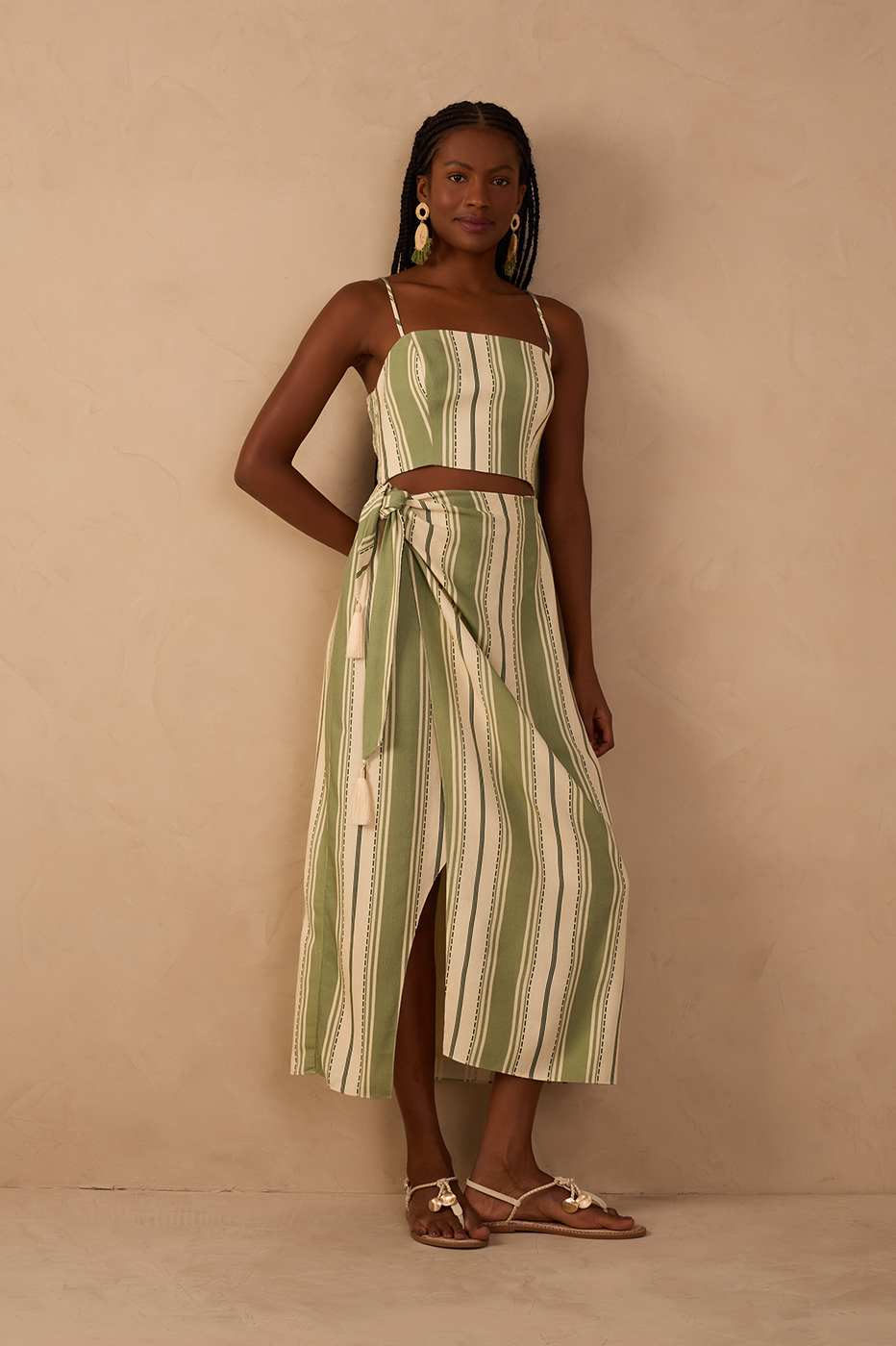 Green Descanso Sleeveless Midi Dress