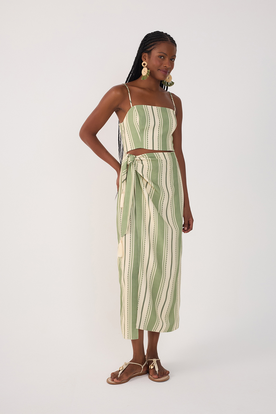 Green Descanso Sleeveless Midi Dress