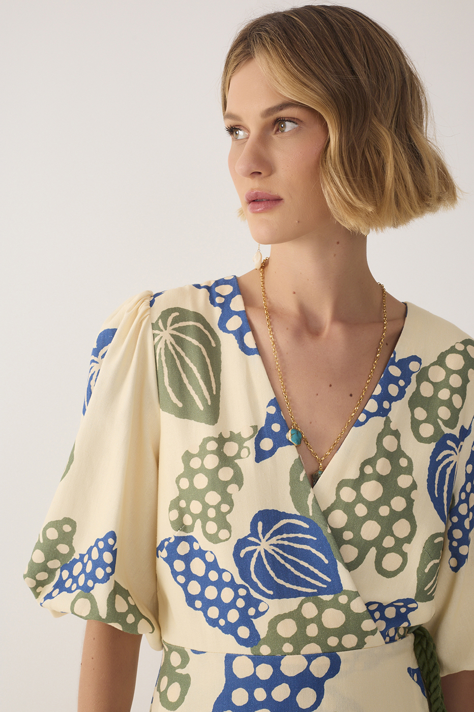 Beige Begonia V Neck Belted Maxi Dress