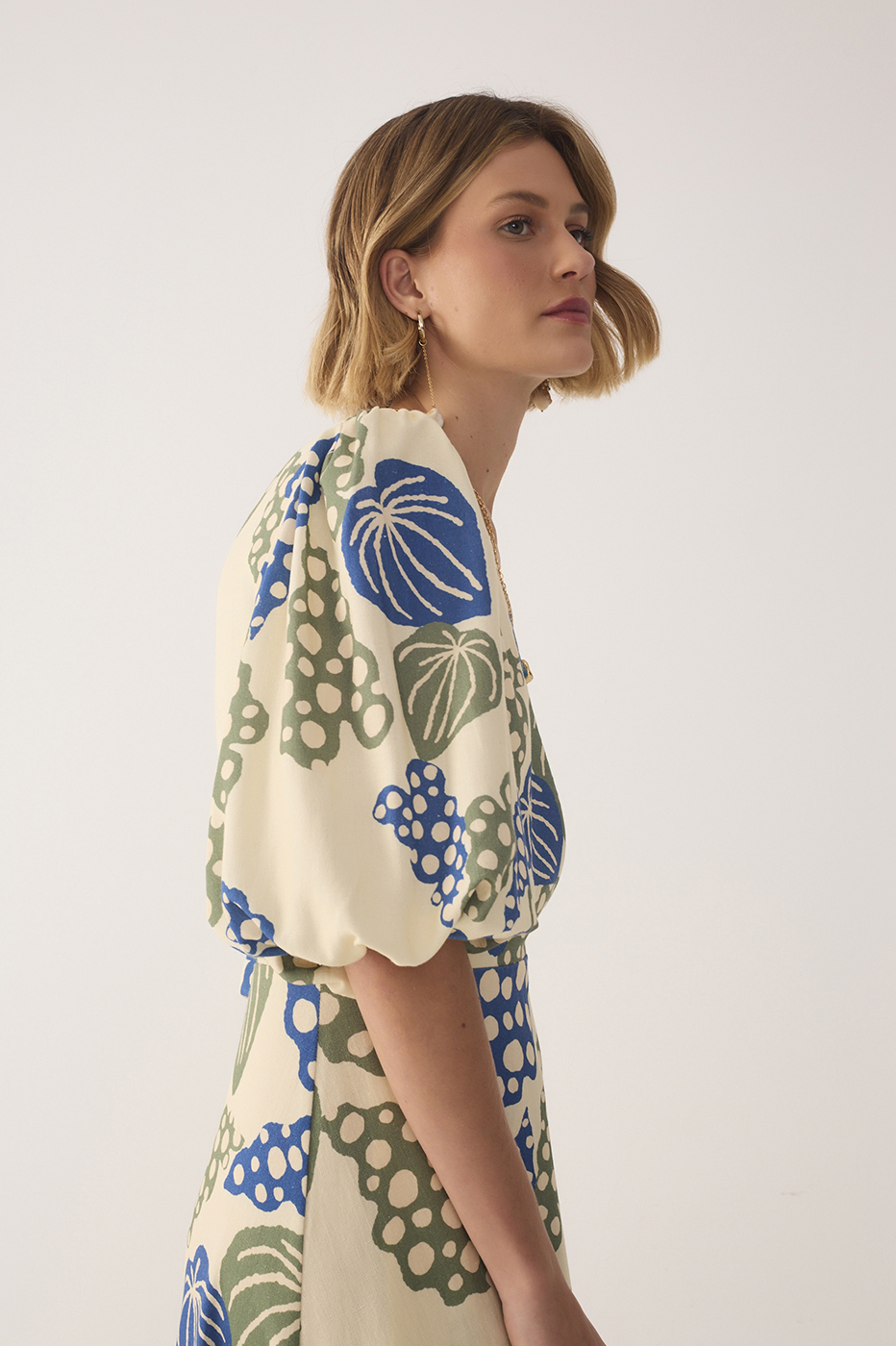 Beige Begonia V Neck Belted Maxi Dress