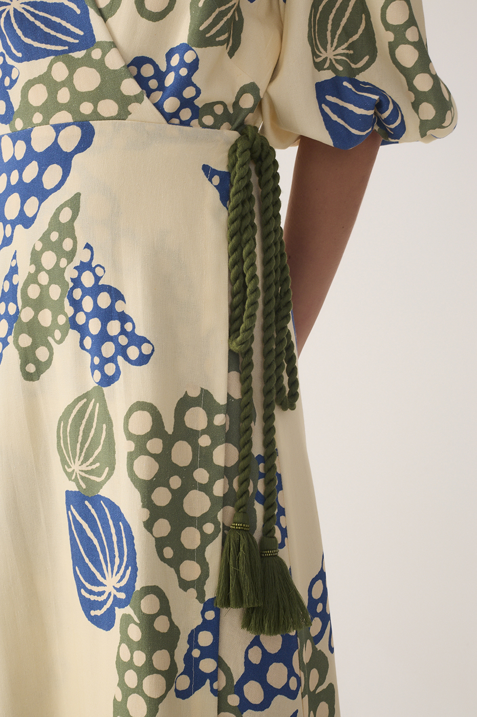 Beige Begonia V Neck Belted Maxi Dress