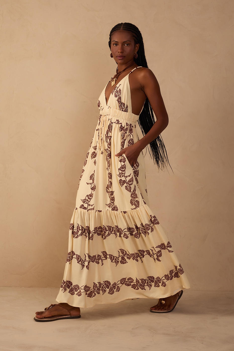 Inspira Print Cambric Long Dress