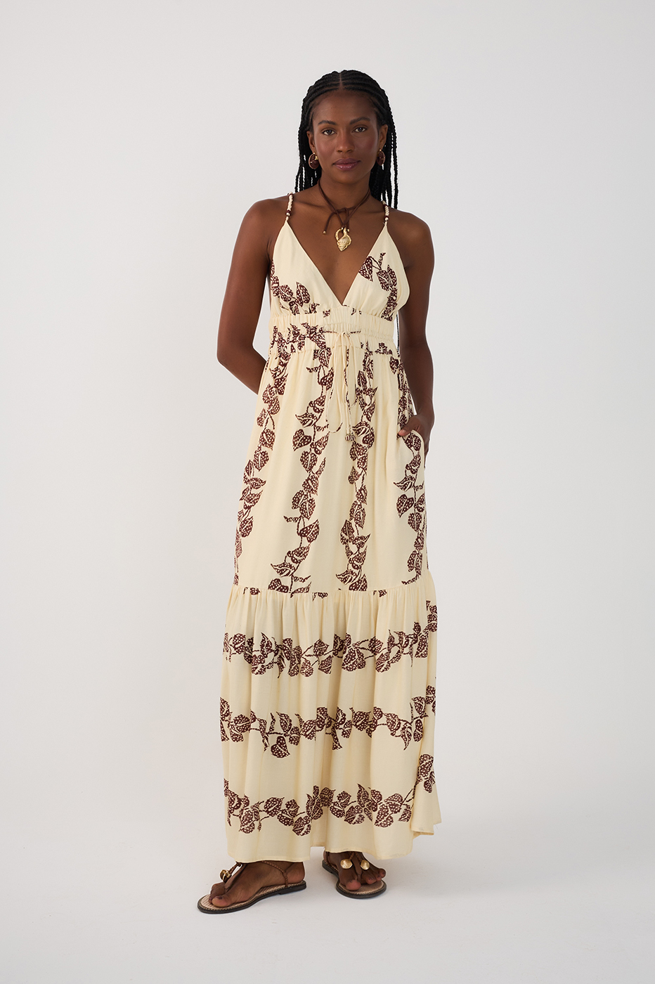 Inspira Print Cambric Long Dress