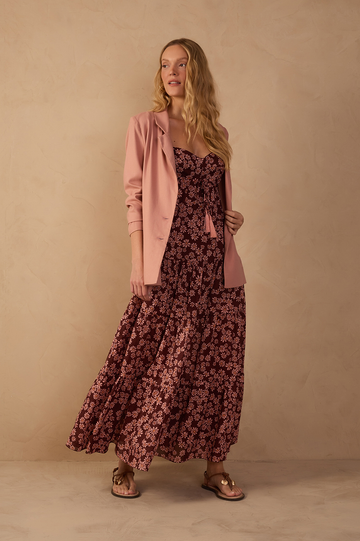 Cropped Margaridas Rosa Print Dress