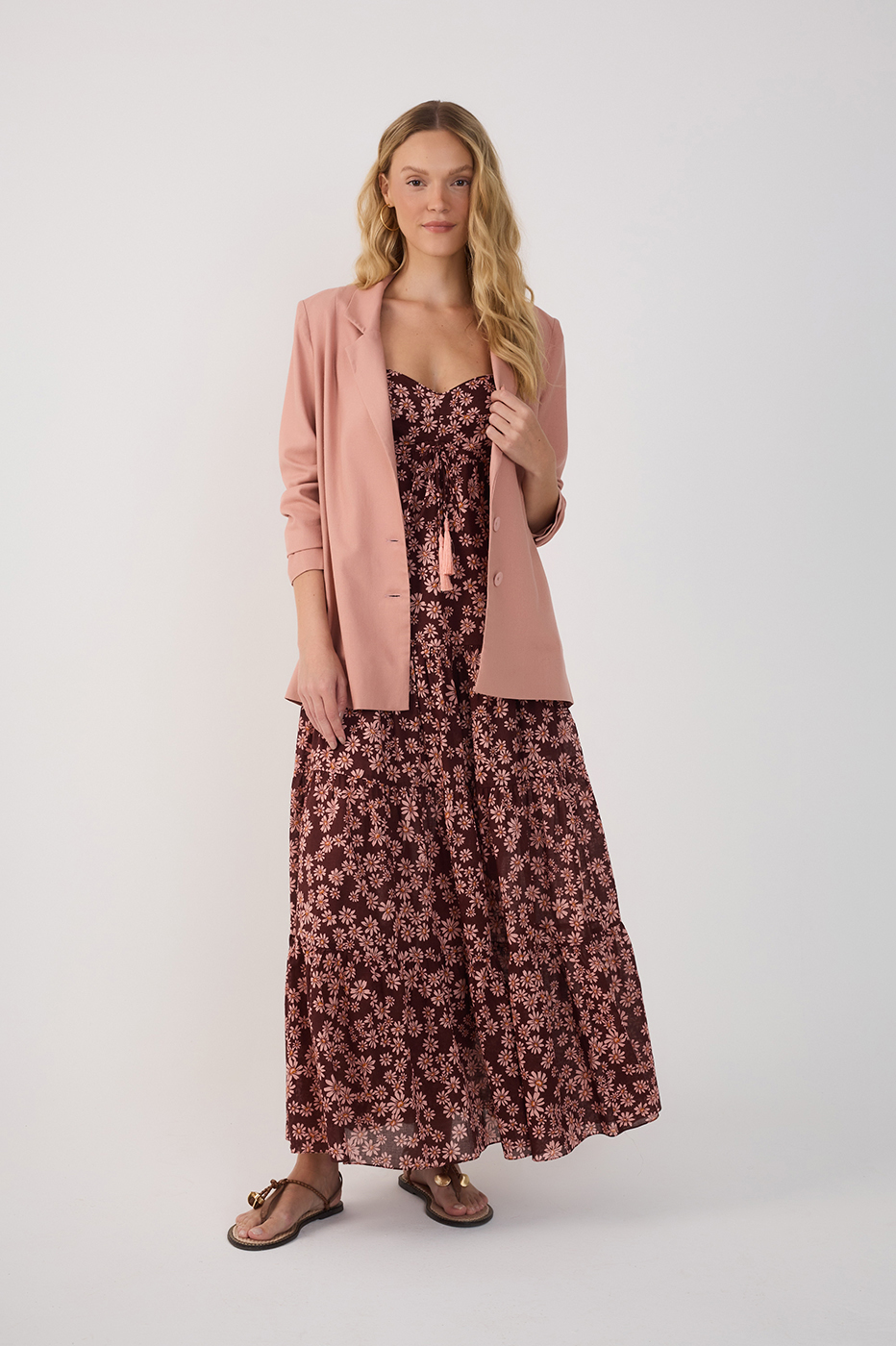 Cropped Margaridas Rosa Print Dress