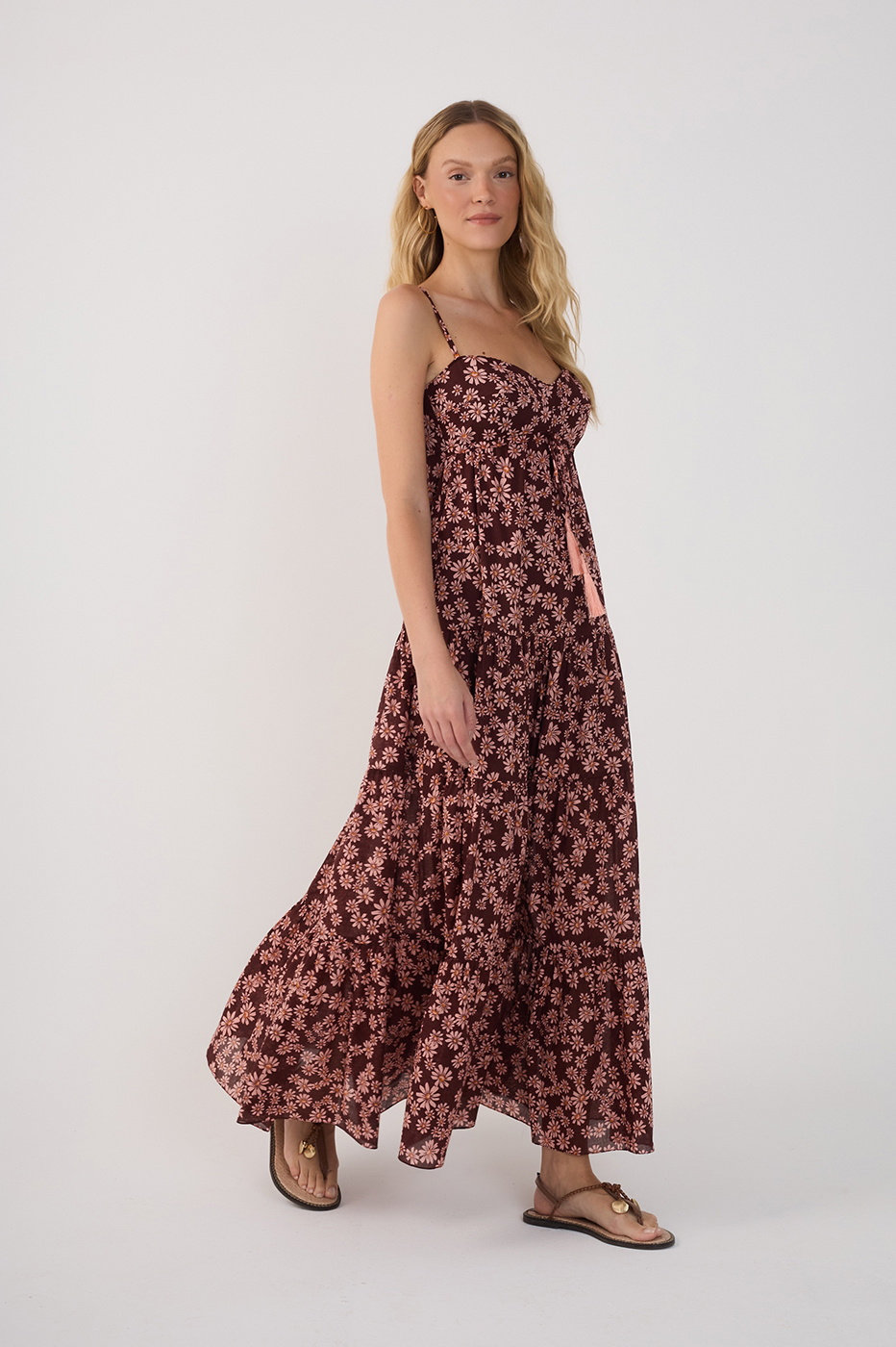Cropped Margaridas Rosa Print Dress