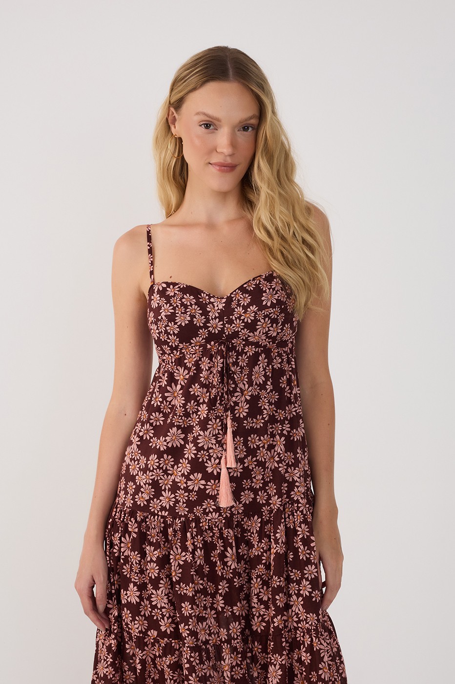 Cropped Margaridas Rosa Print Dress