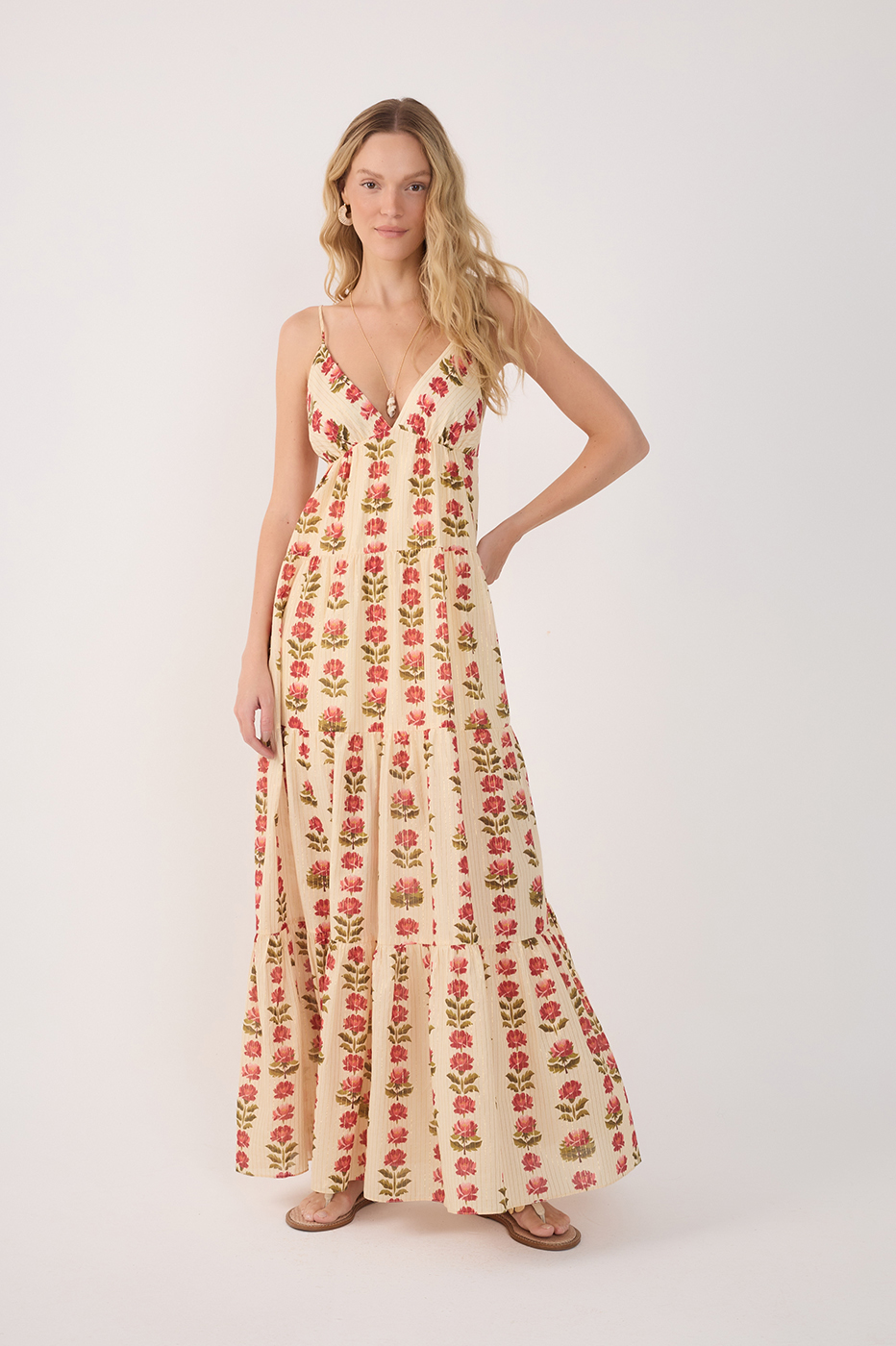 Long Lurex Cam¨¦lia Print Dress