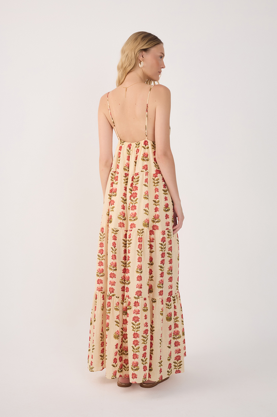 Long Lurex Cam¨¦lia Print Dress