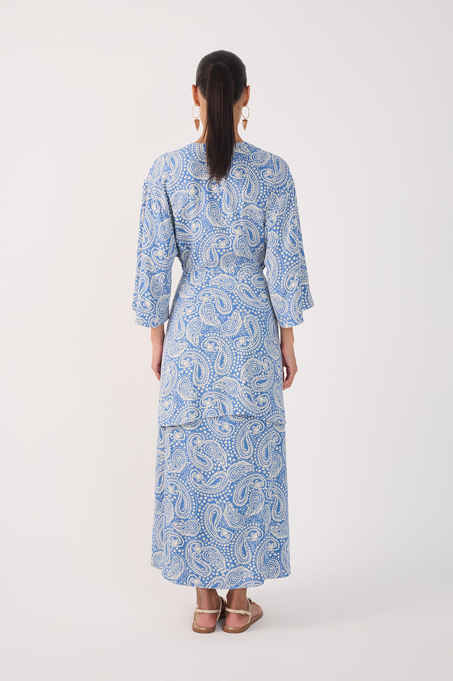 Blue Sereno Kimono Sleeve Crepe Maxi Dress