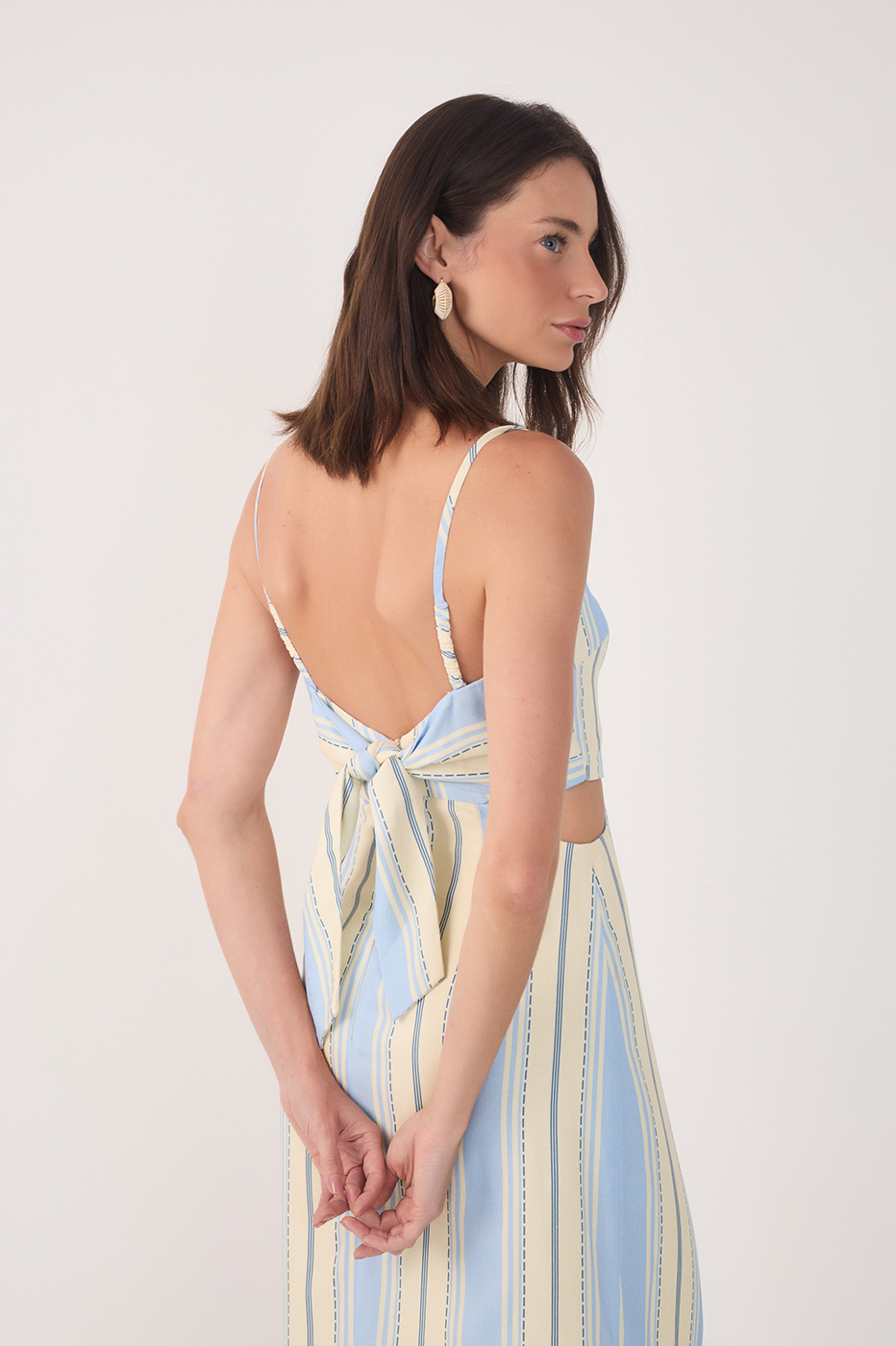 Blue Descanso Stripes Cut-Out Maxi Dress