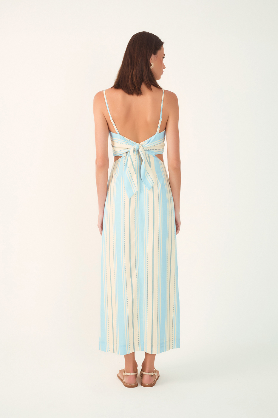 Blue Descanso Stripes Cut-Out Maxi Dress